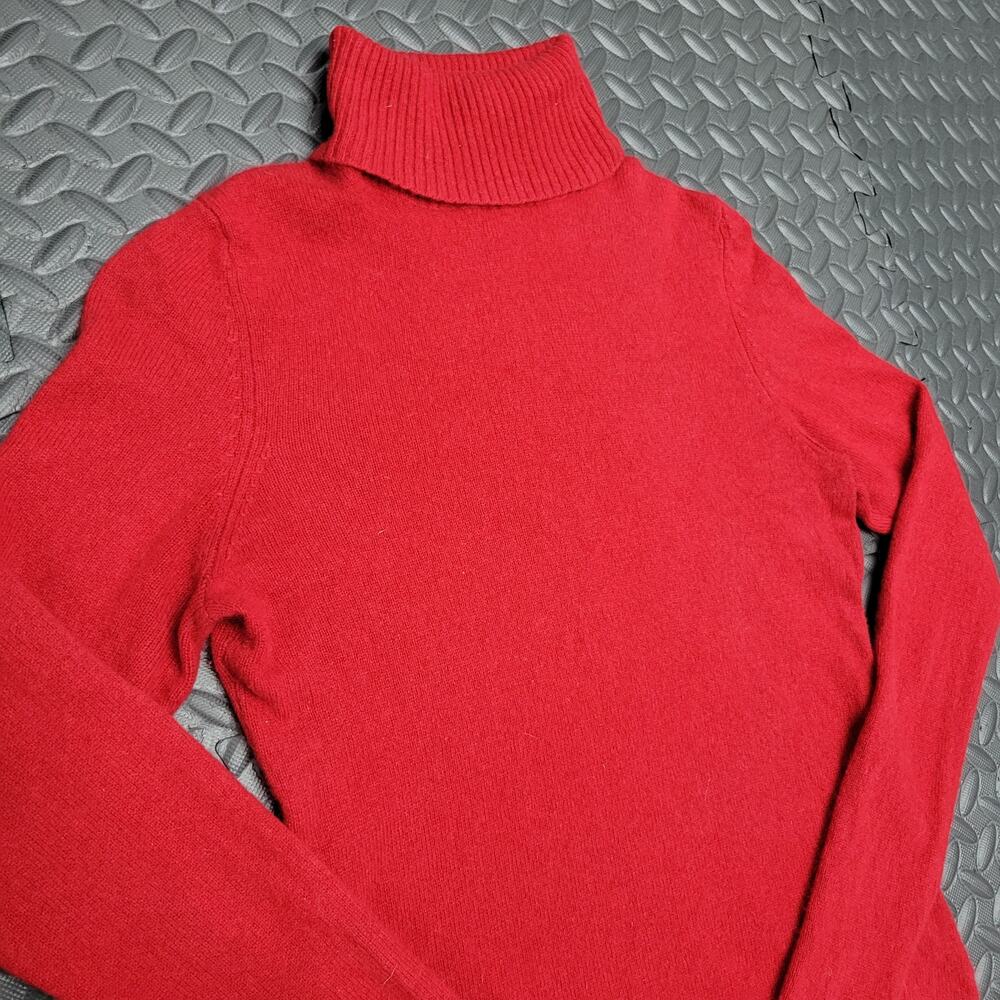 Ann Taylor 100% Cashmere Turtleneck Sweater Womens Petite XS Red Pullover